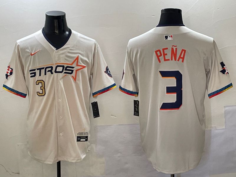 Men Houston Astros #3 Pena Cream Fourth generation Joint Name 2025 Nike MLB Jersey style 4153